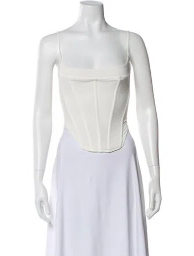 Pre-owned Miaou Square Neckline Sleeveless Crop Top In White