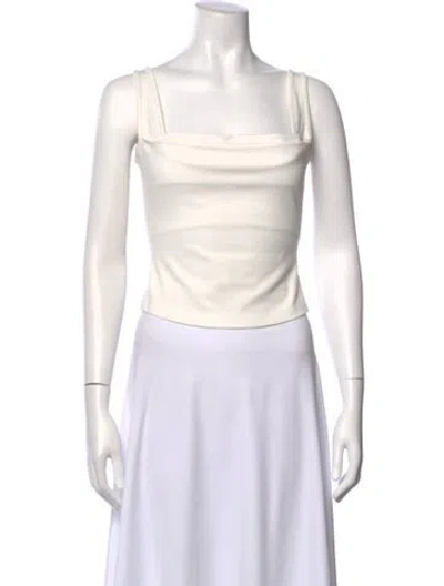 Pre-owned Miaou Square Neckline Sleeveless Crop Top In White
