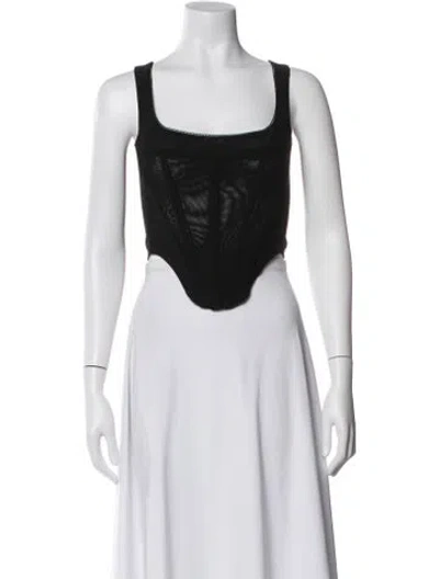 Pre-owned Miaou Square Neckline Sleeveless Crop Top In White