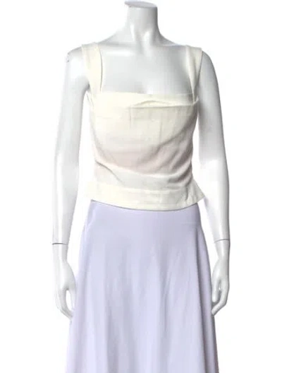 Pre-owned Miaou Square Neckline Sleeveless Crop Top In White