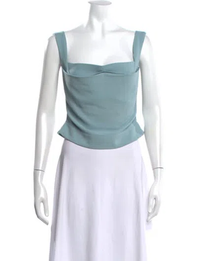 Pre-owned Miaou Square Neckline Sleeveless Top In Blue