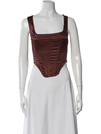 Pre-owned Miaou Square Neckline Sleeveless Top In Brown