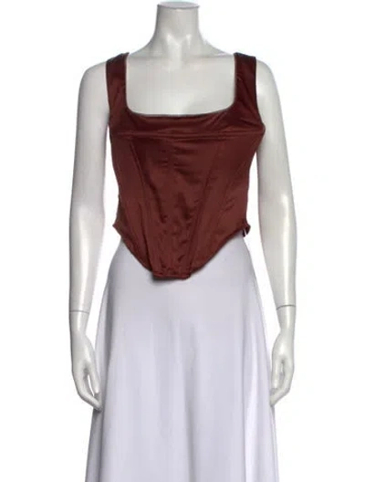 Pre-owned Miaou Square Neckline Sleeveless Top In Brown