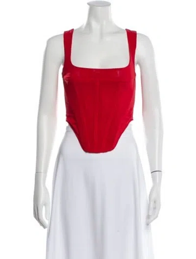 Pre-owned Miaou Square Neckline Sleeveless Top In Red