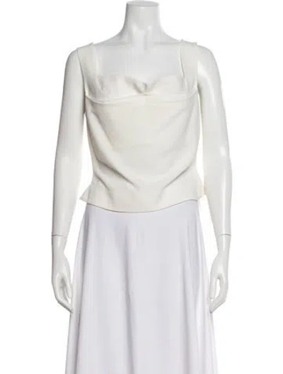 Pre-owned Miaou Square Neckline Sleeveless Top In White