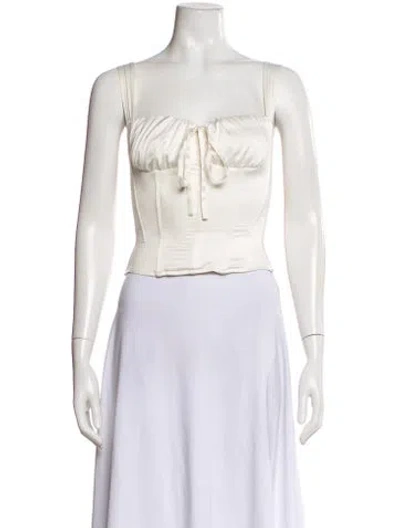 Pre-owned Miaou Square Neckline Sleeveless Top In White