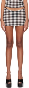 Miaou Ssense Work Capsule – Black & Off-white Elektra Miniskirt In Tati Gingham