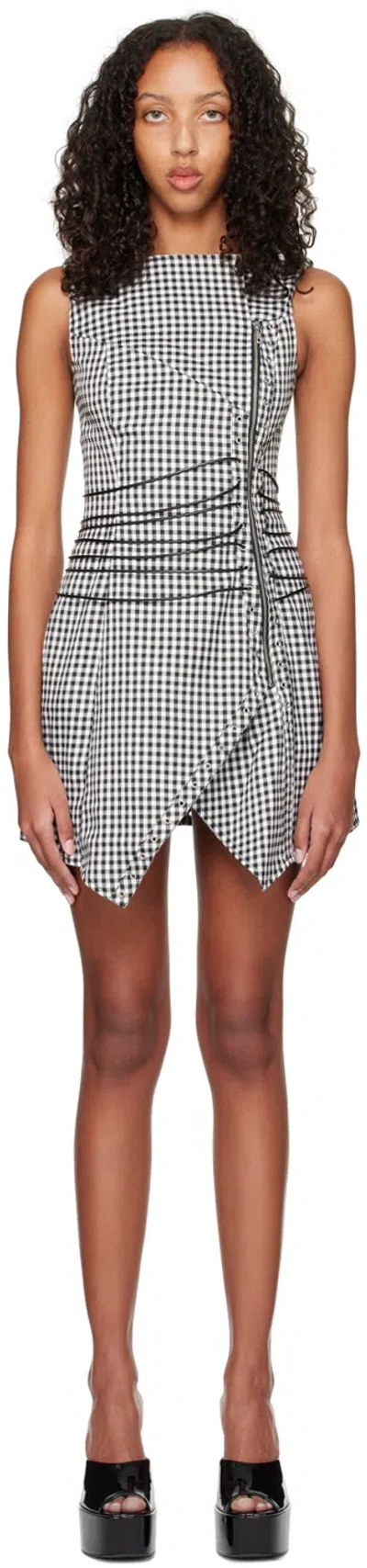 Miaou Ssense Work Capsule – Black & White Celestial Minidress In Ondine Gingham