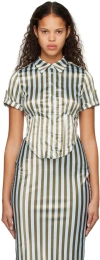 Miaou Ssense Work Capsule – Green & Blue Max Shirt In Green Deauville Stri