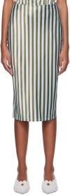 Miaou Ssense Work Capsule – Green & Blue Verona Midi Skirt In Green Deauville Stri