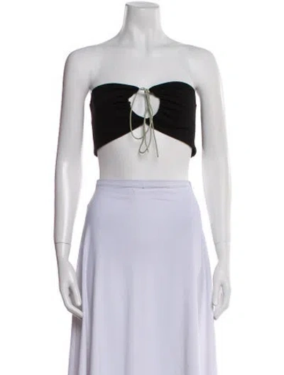 Pre-owned Miaou Strapless Crop Top In Black
