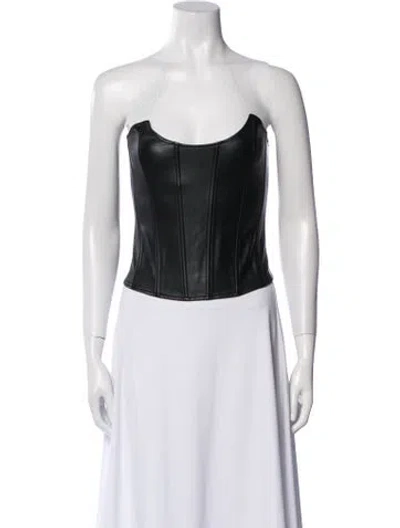 Pre-owned Miaou Strapless Crop Top In Black