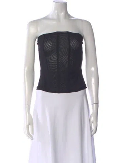 Pre-owned Miaou Strapless Crop Top In Black