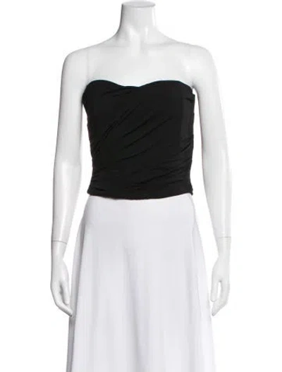 Pre-owned Miaou Strapless Crop Top In Black
