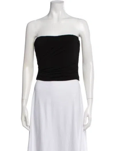 Pre-owned Miaou Strapless Crop Top In Black