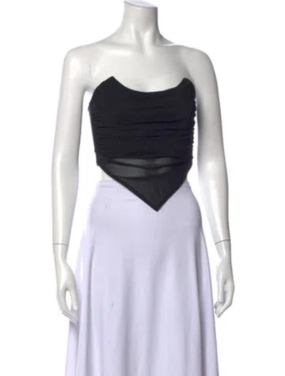 Pre-owned Miaou Strapless Crop Top In Black