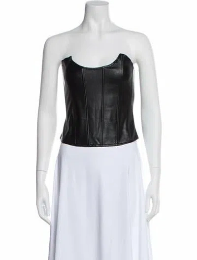 Pre-owned Miaou Strapless Crop Top In Black