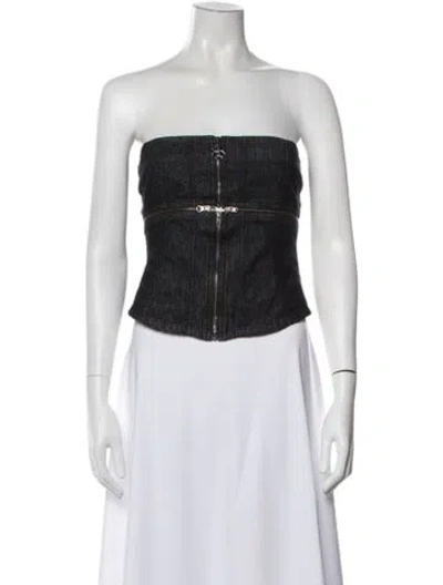 Pre-owned Miaou Strapless Crop Top In Black