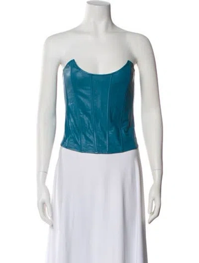 Pre-owned Miaou Strapless Crop Top In Blue