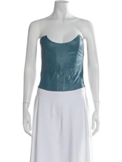 Pre-owned Miaou Strapless Crop Top In Blue