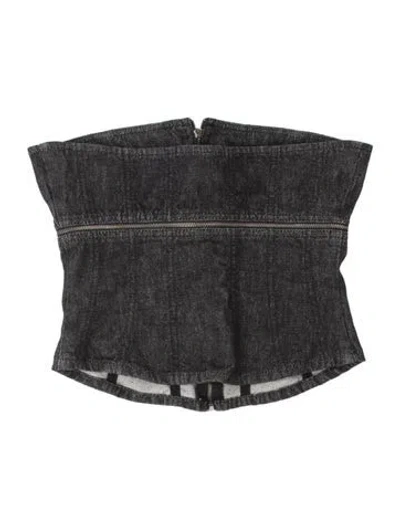 Pre-owned Miaou Strapless Crop Top In Blue