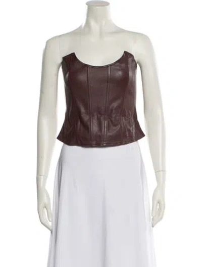 Pre-owned Miaou Strapless Crop Top In Brown