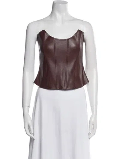 Pre-owned Miaou Strapless Crop Top In Brown