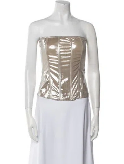 Pre-owned Miaou Strapless Crop Top In Brown