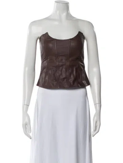 Pre-owned Miaou Strapless Crop Top In Brown