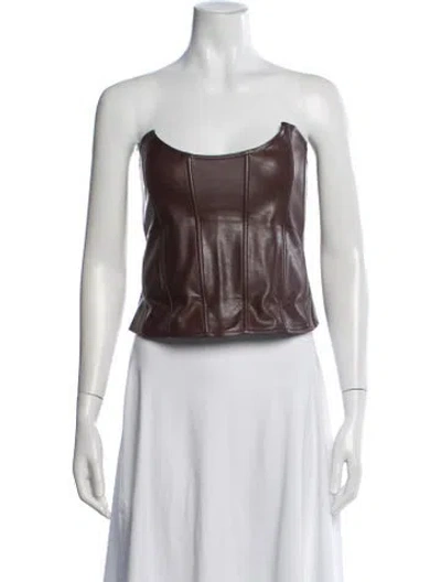 Pre-owned Miaou Strapless Crop Top In Brown