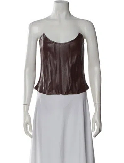 Pre-owned Miaou Strapless Crop Top In Brown
