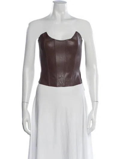 Pre-owned Miaou Strapless Crop Top In Brown
