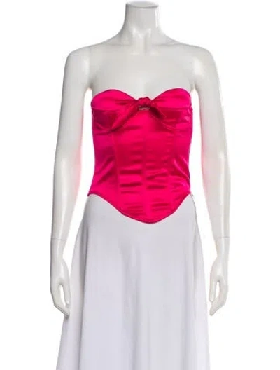 Pre-owned Miaou Strapless Crop Top In Pink