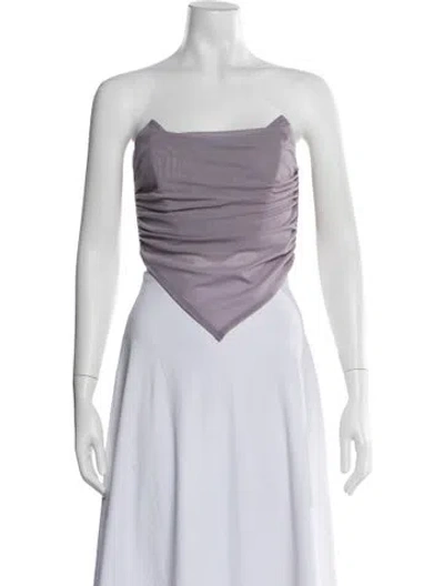 Pre-owned Miaou Strapless Crop Top In Purple