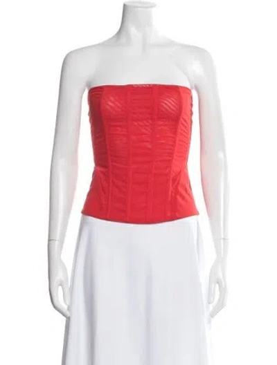 Pre-owned Miaou Strapless Crop Top In Red