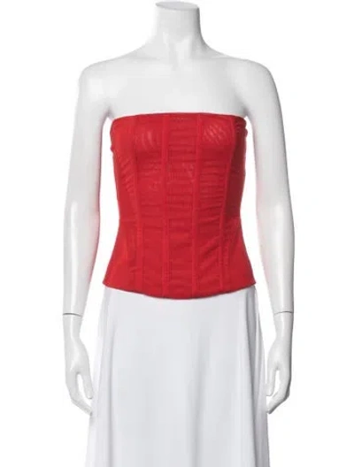 Pre-owned Miaou Strapless Crop Top In Red