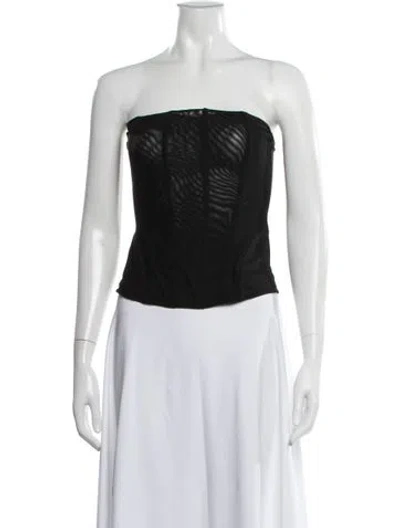 Pre-owned Miaou Strapless Crop Top W/ Tags In Black
