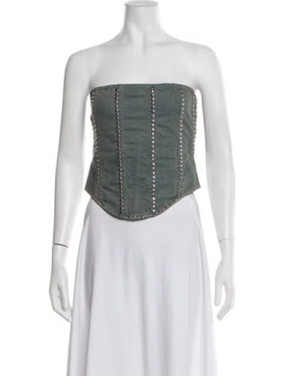 Pre-owned Miaou Strapless Crop Top W/ Tags In Brown