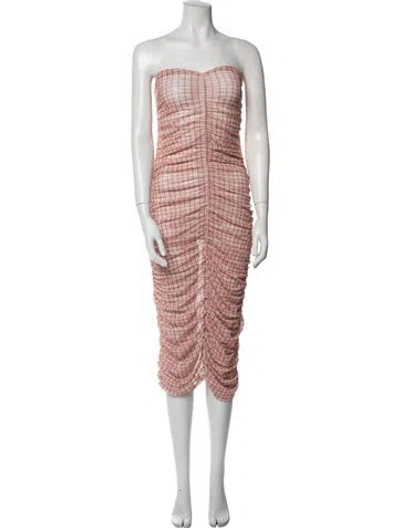 Pre-owned Miaou Strapless Knee-length Dress In Pink