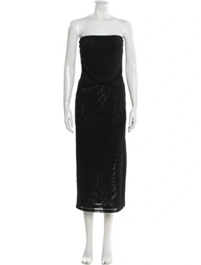Pre-owned Miaou Strapless Long Dress In Black