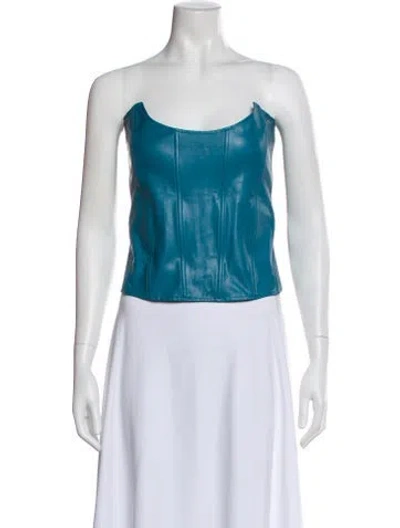 Pre-owned Miaou Strapless Top In Blue