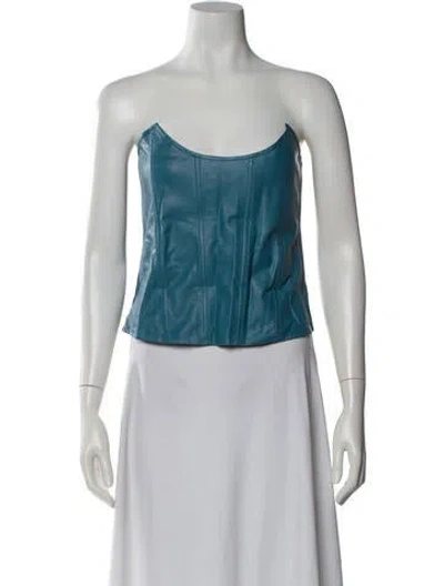 Pre-owned Miaou Strapless Top In Blue