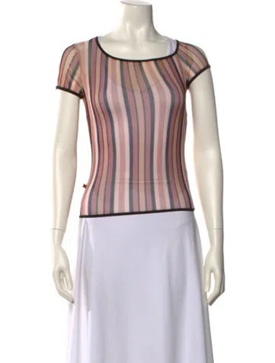 Pre-owned Miaou Striped Bateau Neckline Crop Top W/ Tags In Blue