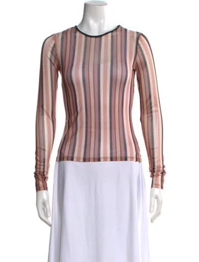 Pre-owned Miaou Striped Crew Neck Top In Pink