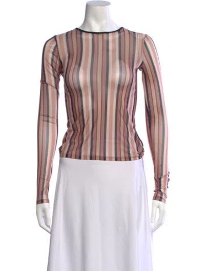 Pre-owned Miaou Striped Crew Neck Top In Pink