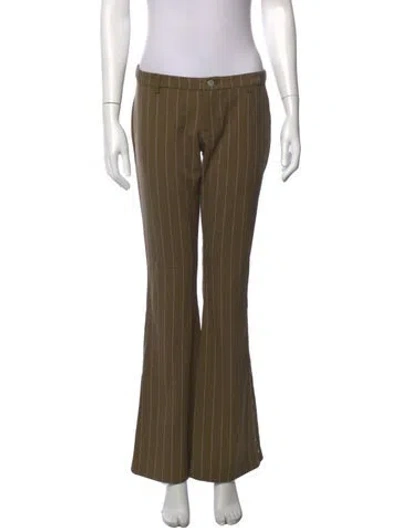 Pre-owned Miaou Striped Flared Pants In Green