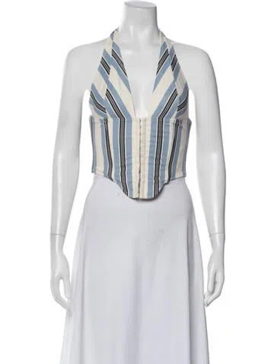 Pre-owned Miaou Striped Halterneck Crop Top In Multi