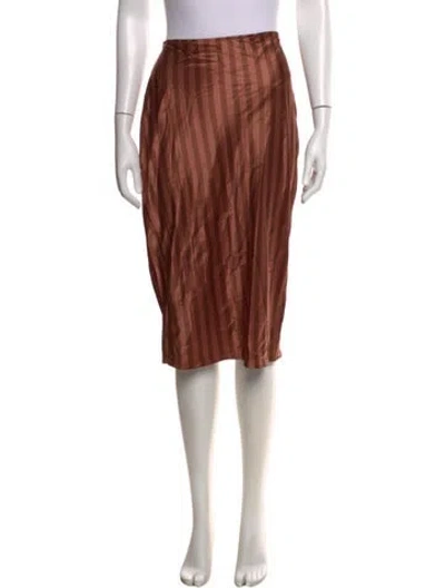 Pre-owned Miaou Striped Midi Length Skirt In Brown