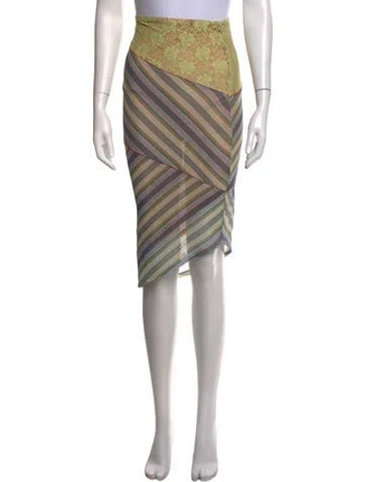 Pre-owned Miaou Striped Midi Length Skirt In Green
