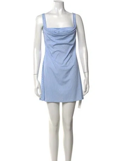 Pre-owned Miaou Striped Mini Dress In Blue